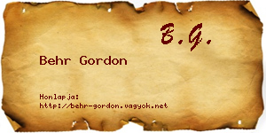 Behr Gordon névjegykártya